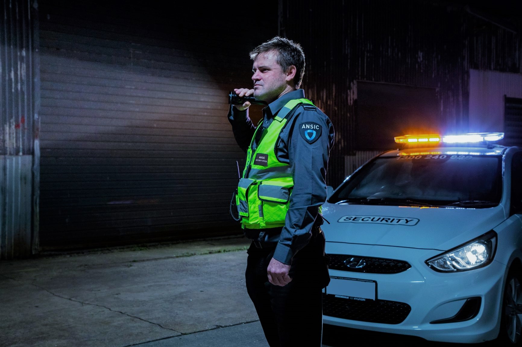 ANSIC mobile patrol vehicle at night