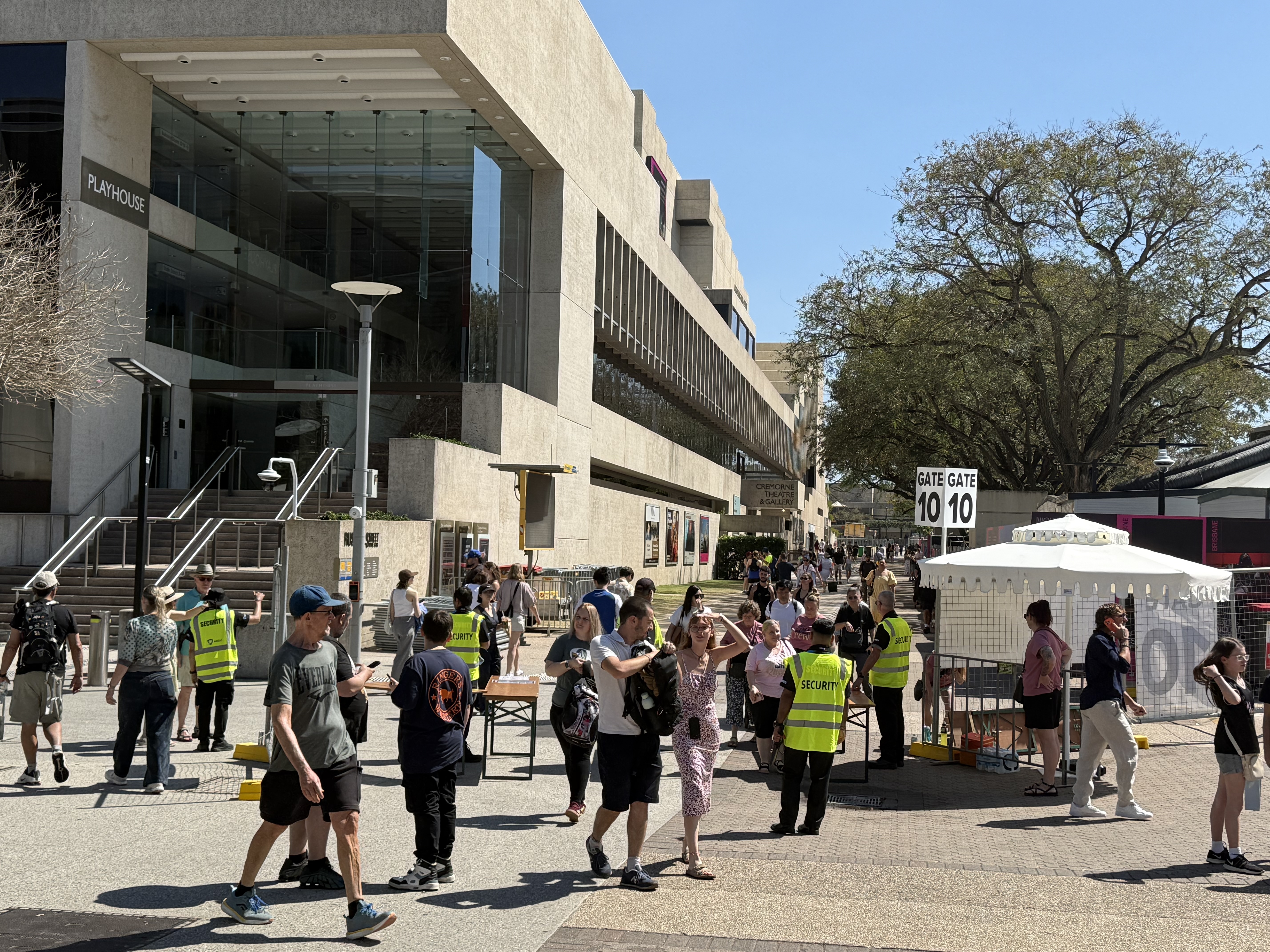 Licensed security checkpoint at Gate 10, QPAC Playhouse, South Bank during Riverfire